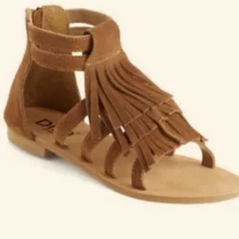 NWOT Diba Brown Tango Fringe Suede Sandals.  Size 8.5